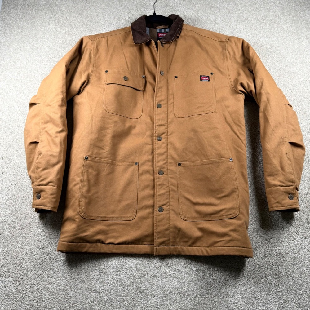 Wrangler Workwear Mens Brown Canvas Barn Coat Blanket Lined Jacket Size M 38-40